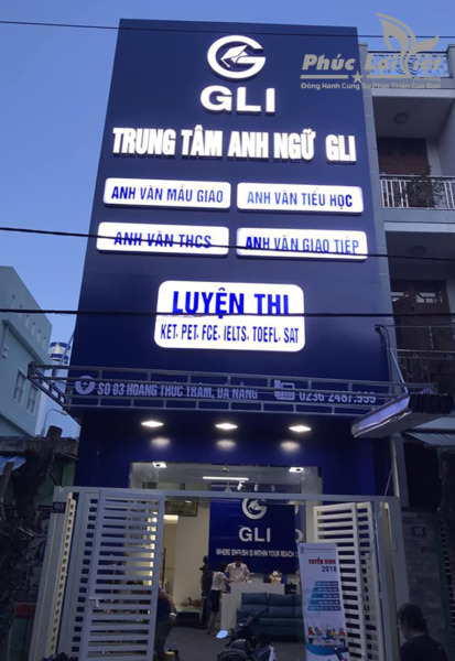 Thiết kế &amp; thi công biển quảng cáo Alu Trung tâm Anh Ngữ GLI tại Đà Nẵng - Phúc Lợi Việt Đà Nẵng