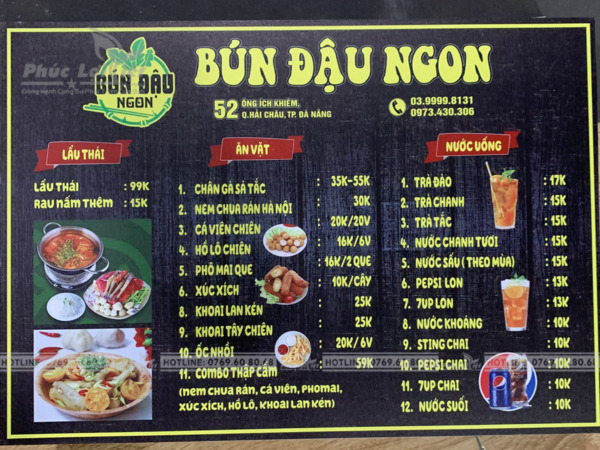 Thi công bảng hiệu Alu chữ nổi quán ăn tại Đà Nẵng