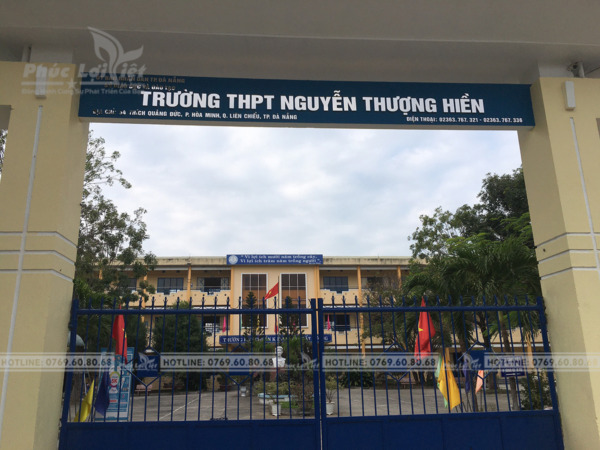 thi công chữ Inox cổng trường Nguyễn Thượng Hiền Đà Nẵng
