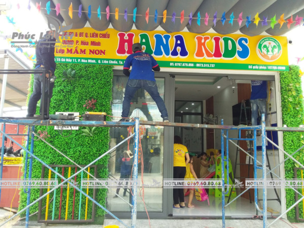 Thi công bảng hiệu quảng cáo Mầm non Hana Kids tại Đà Nẵng