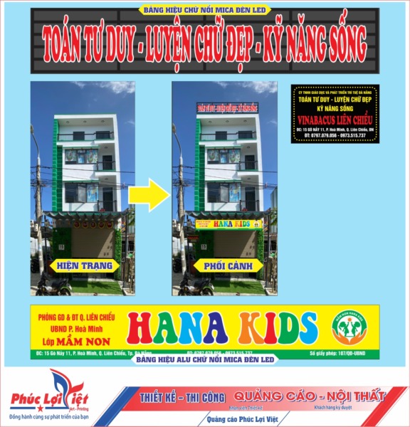 Thiết kế bảng hiệu quảng cáo Mầm non Hana Kids tại Đà Nẵng