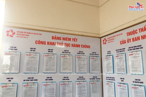 Bảng thủ tục hành chính tại UBND huyện Hòa Vang